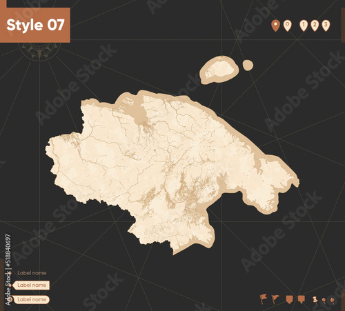 Chukotka Autonomous Area, Russia - map in vintage style, retro style, sepia, vintage. Vector map.