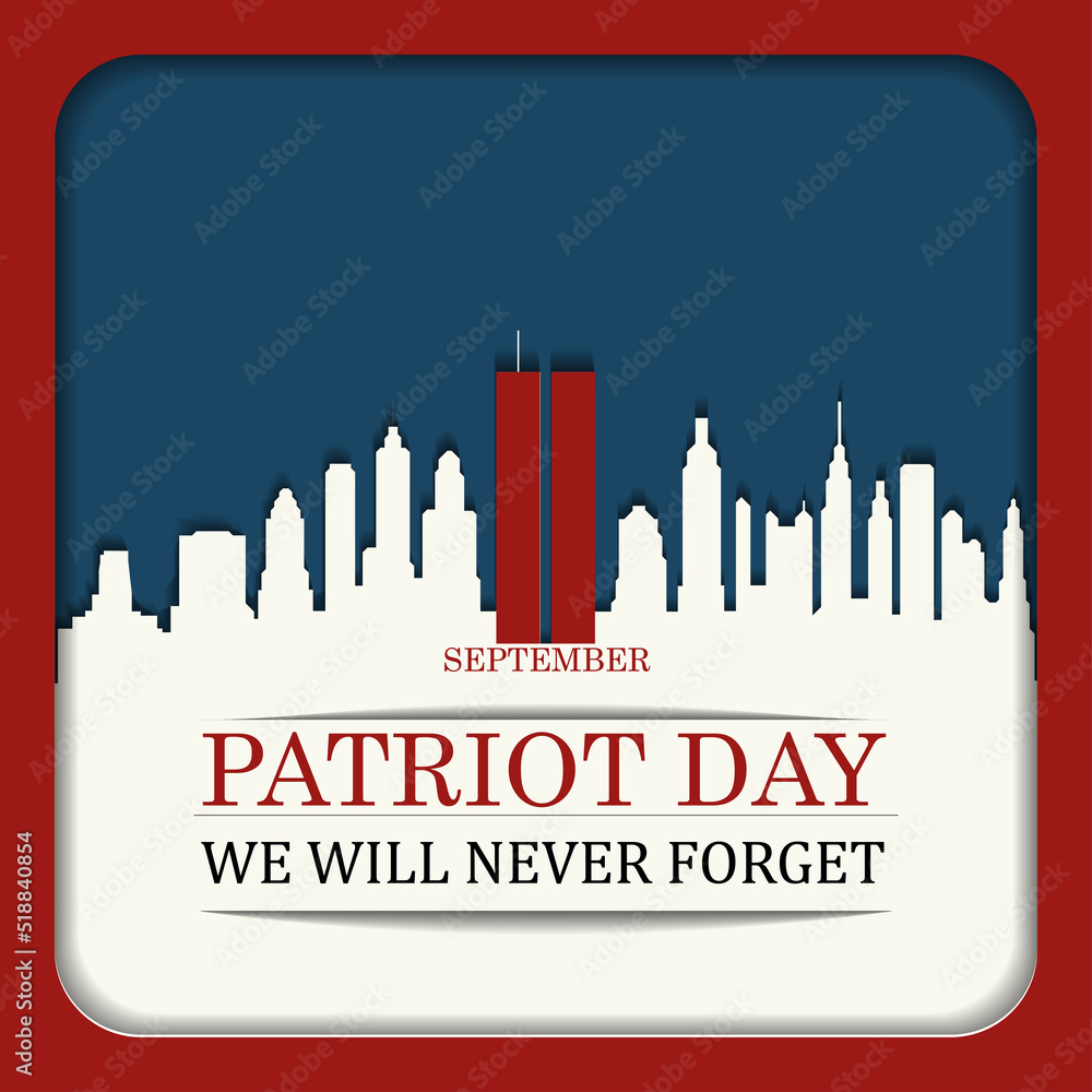 a postcard in the style of papercut in honor of the date of September 11. patriot day