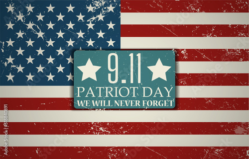 a postcard in the style of papercut in honor of the date of September 11. patriot day