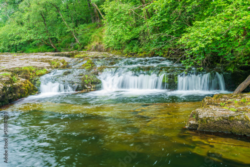 Small cascade  part of Sgwd Clun-Gwyn waterfall in Wales  UK.
