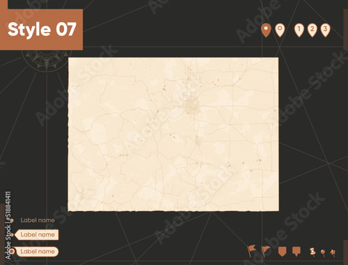 Colorado, USA - map in vintage style, retro style, sepia, vintage. Vector map.