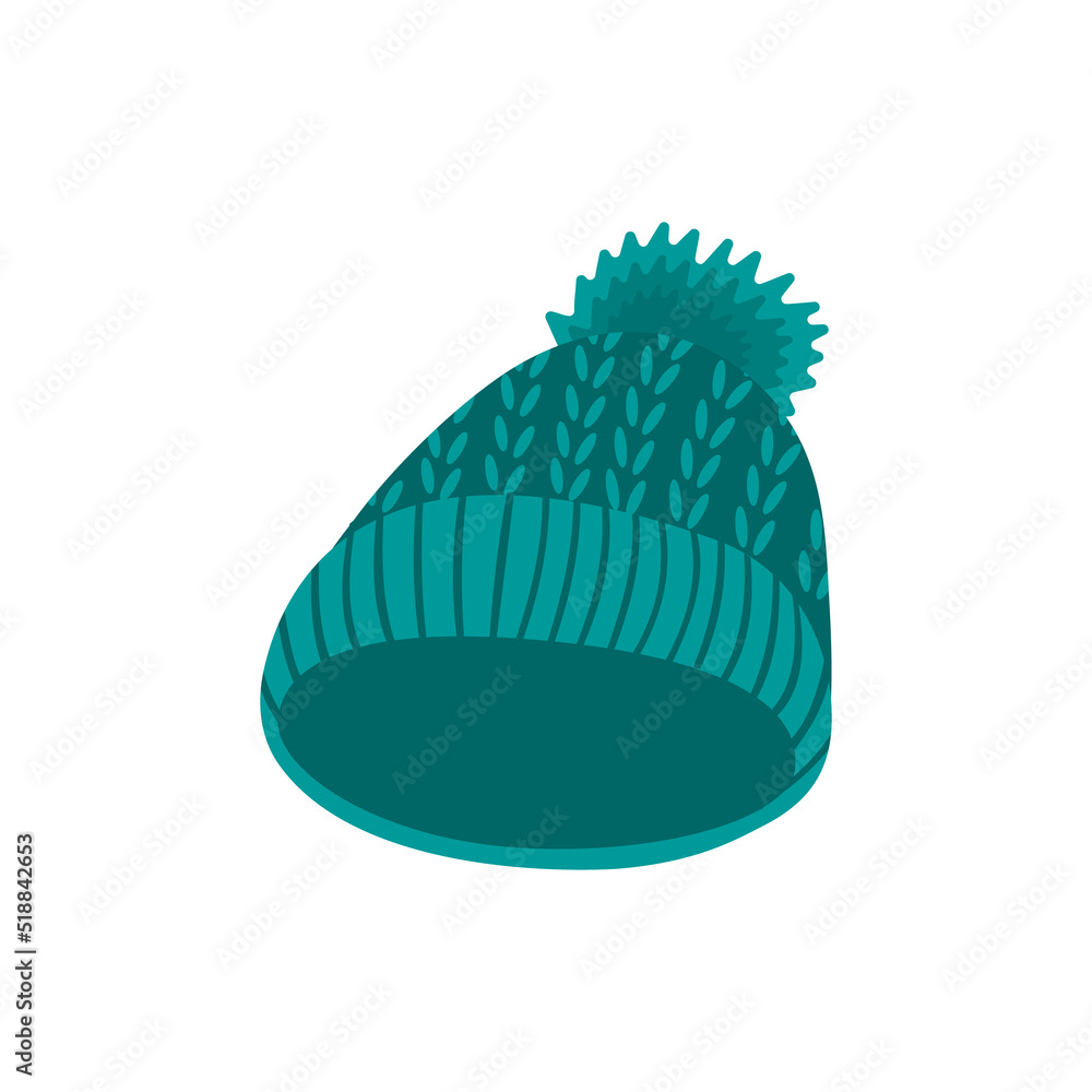winter hat. blue winter hat. isolated on white background,vector