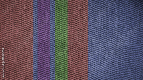 Various colors on denim structure as background 