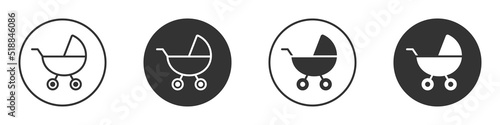Baby stroller icon. Simple baby carriage icon. Vector illustration.