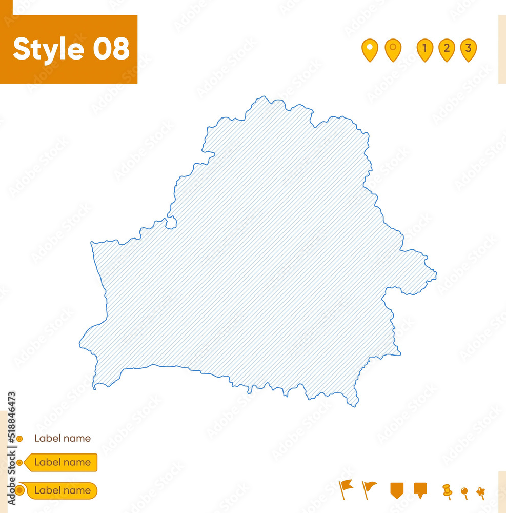 Belarus - grid map isolated on white background. Outline map. Simple line, vector map.