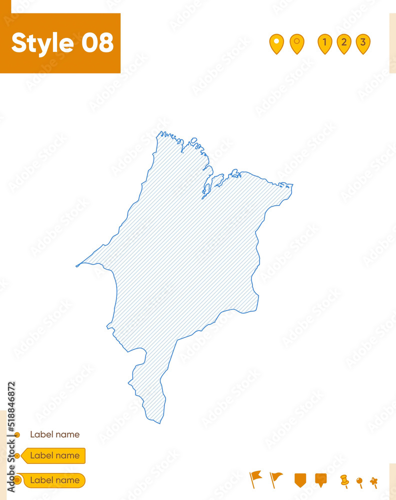 Maranhao, Brazil - grid map isolated on white background. Outline map. Simple line, vector map.
