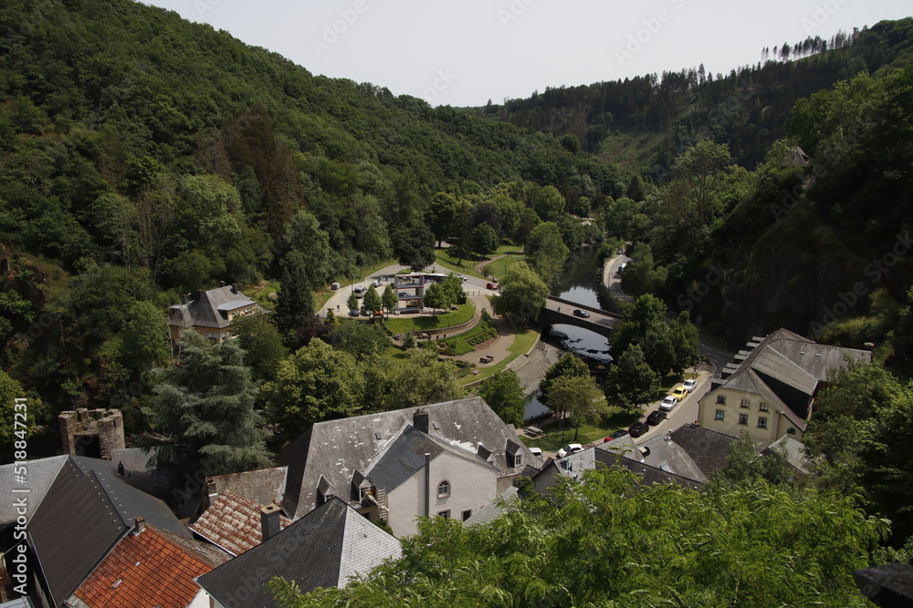 Aerial view of Eche-sur-Sûre, Luxembourg