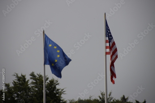 American and European Union Flag 