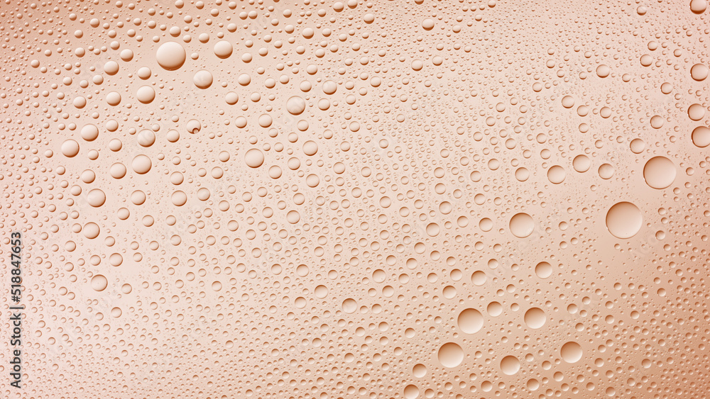 Water drops on the wet glass surface on beige background | Background for skin care moisturizing products