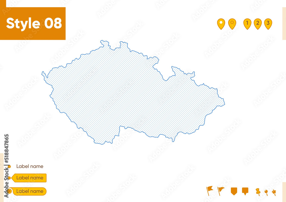 Fototapeta Czech Republic - grid map isolated on white background. Outline map. Simple line, vector map.