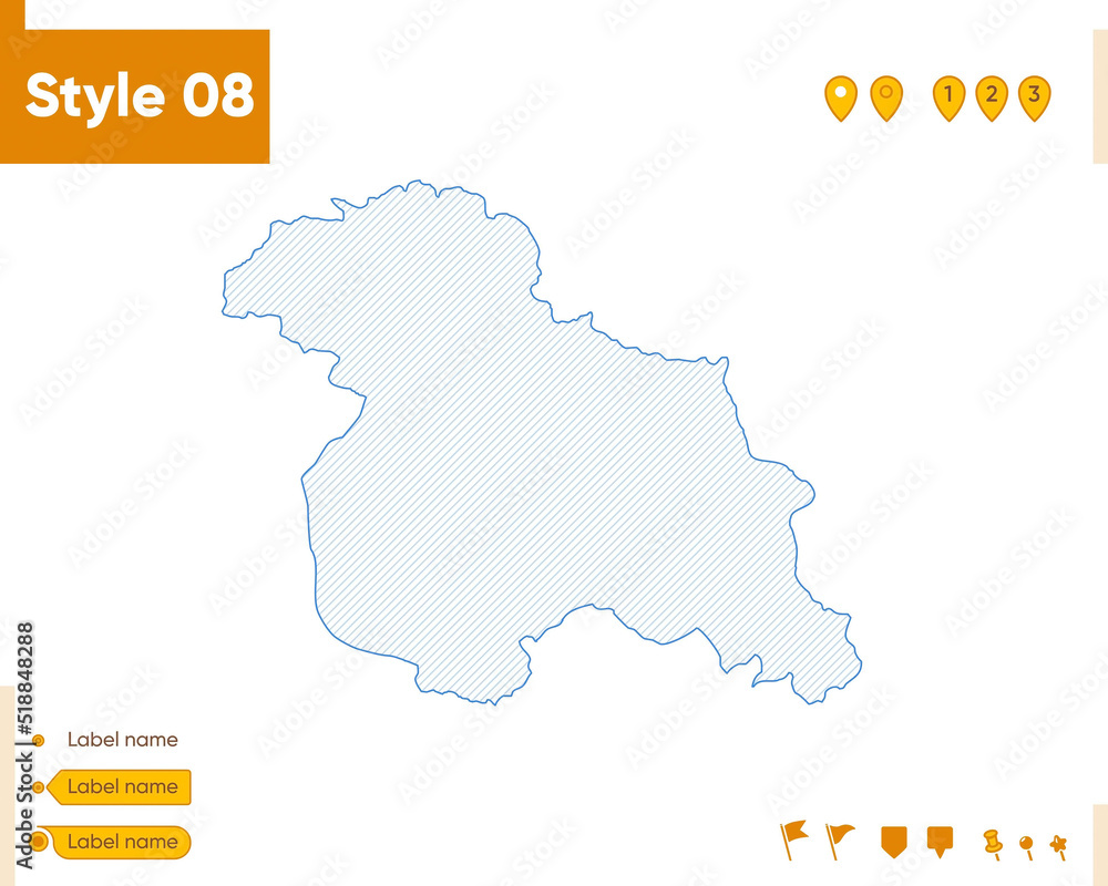Jammu And Kashmir, India - grid map isolated on white background. Outline map. Simple line, vector map.