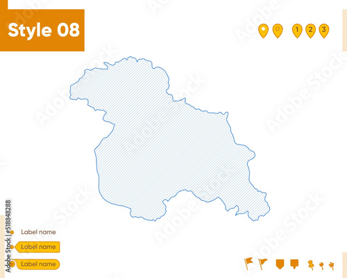 Jammu And Kashmir  India - grid map isolated on white background. Outline map. Simple line  vector map.