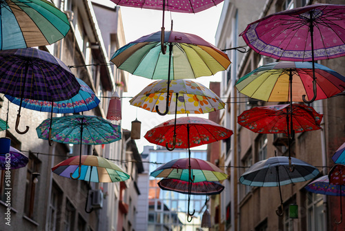 umbrellas in the street with bokeh / Kadıköy photo