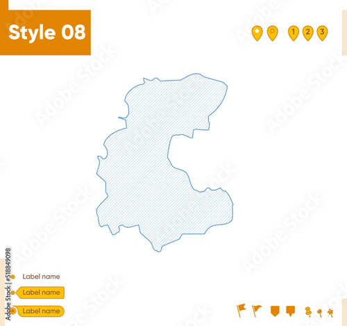 Markazi, Iran - grid map isolated on white background. Outline map. Simple line, vector map.