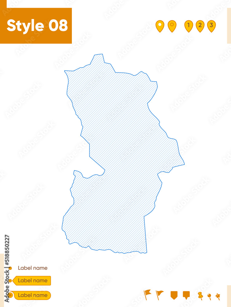Obraz premium Khovd, Mongolia - grid map isolated on white background. Outline map. Simple line, vector map.