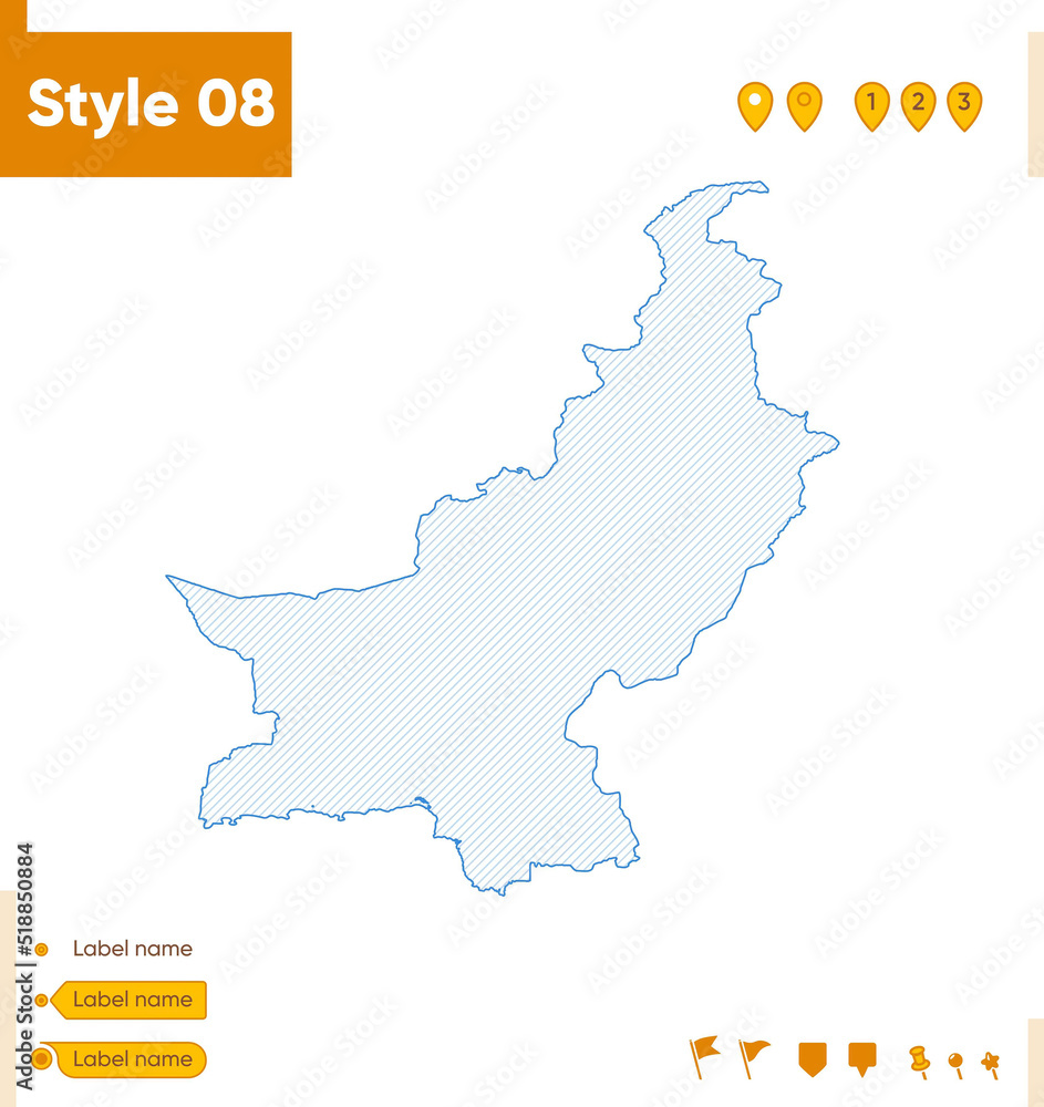 Obraz premium Pakistan - grid map isolated on white background. Outline map. Simple line, vector map.