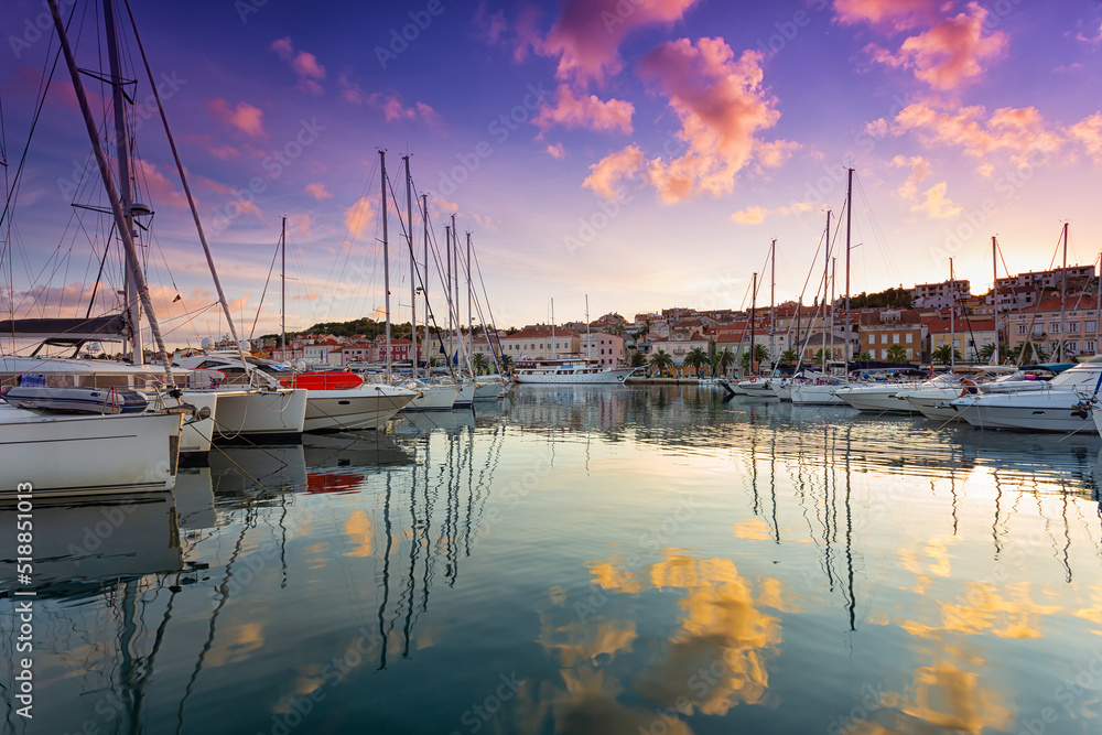 morning view of Marina in Mali Losinj, Croatia.