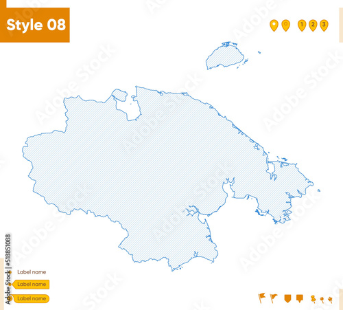 Chukotka Autonomous Area, Russia - grid map isolated on white background. Outline map. Simple line, vector map.