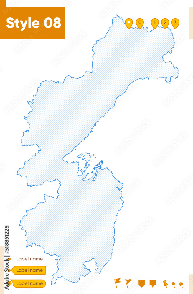 Khabarovsk Territory, Russia - grid map isolated on white background. Outline map. Simple line, vector map.