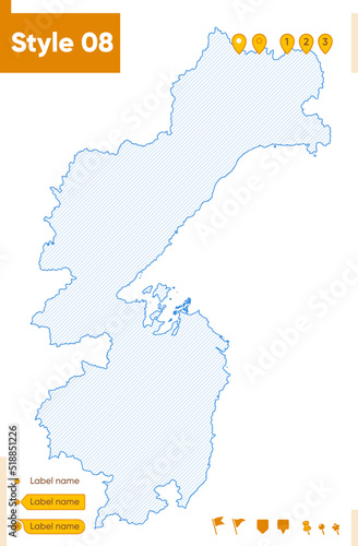 Khabarovsk Territory  Russia - grid map isolated on white background. Outline map. Simple line  vector map.