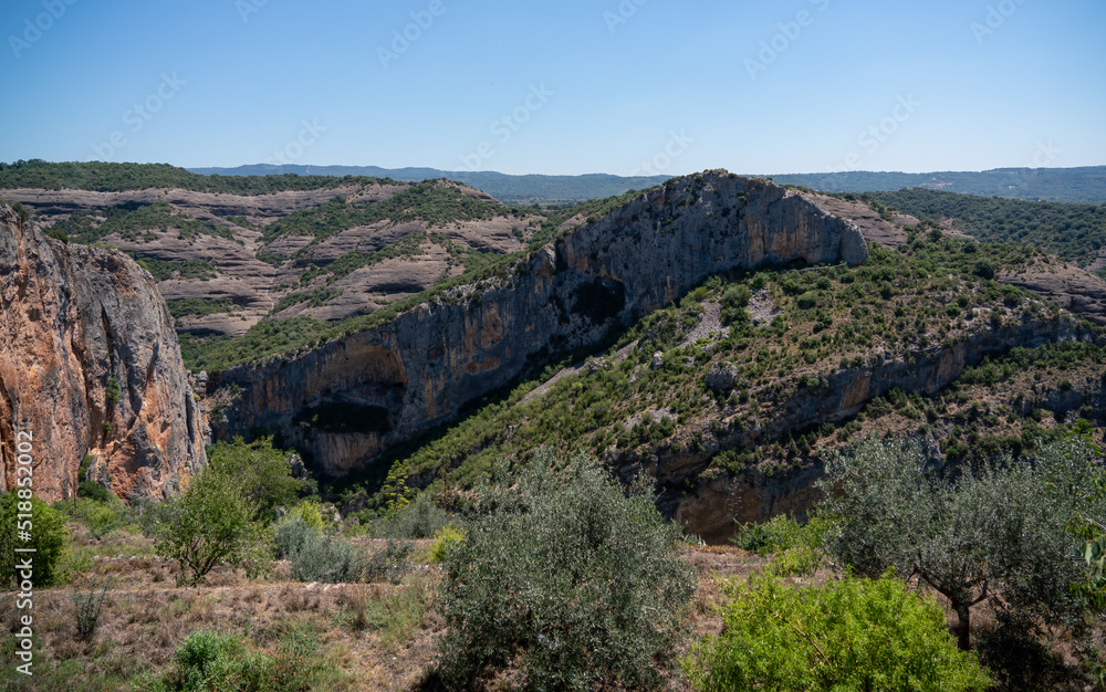 a limestone outcrop of the Eocene age, Alquezar, Huesca Spaine