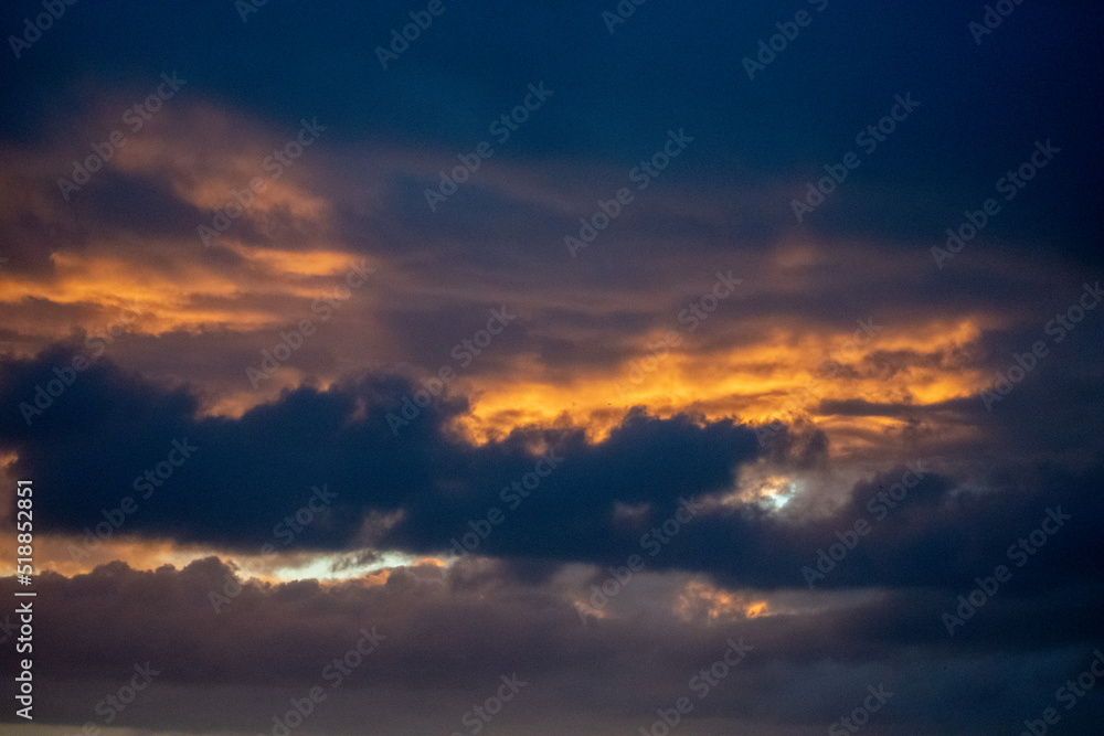 Sky with clouds, sunrise at the Mount Maunganui.