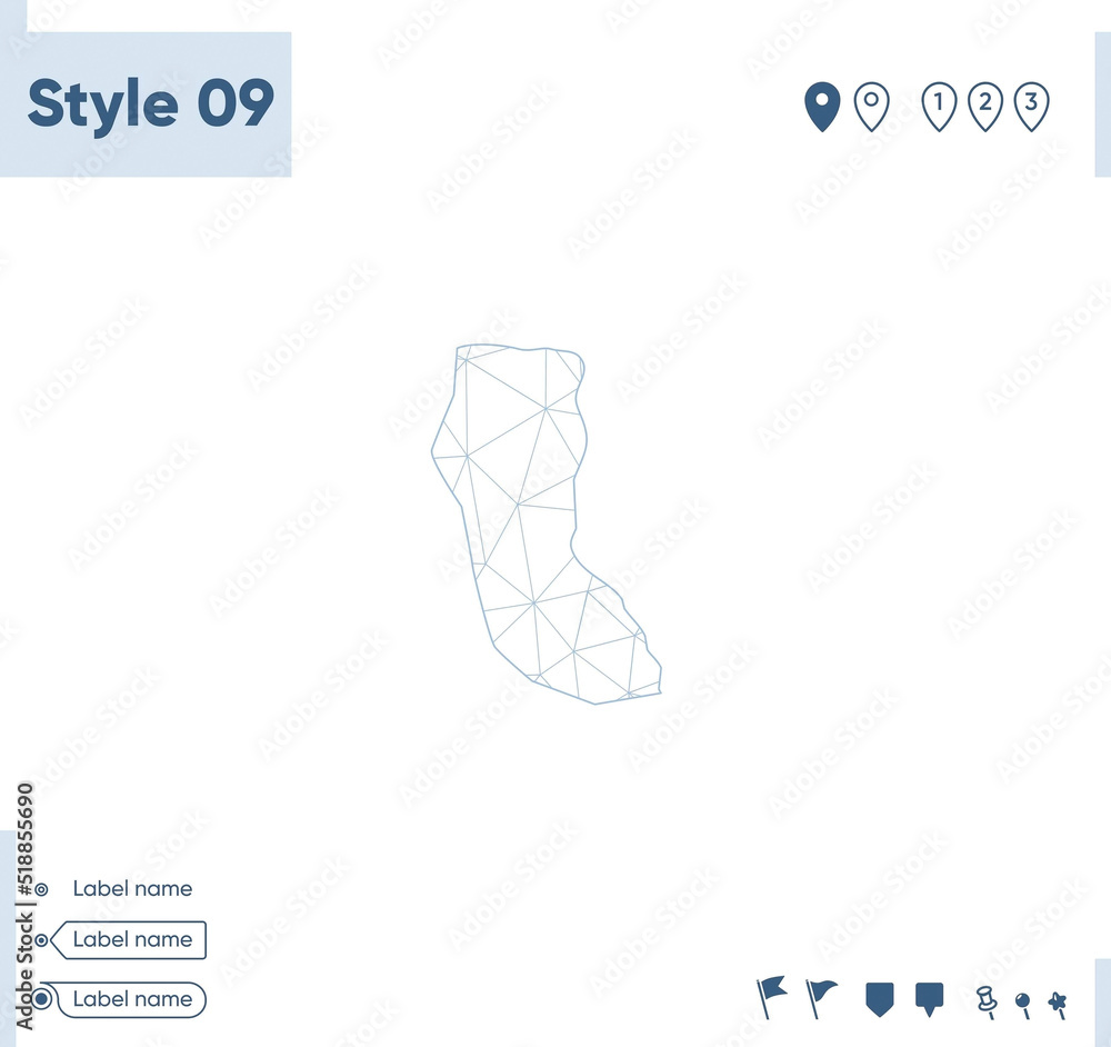 North East, Botswana - white low poly map, polygonal map. Outline map. Vector illustration. North East, Botswana - white low poly map, polygonal map. Outline map. Vector illustration.