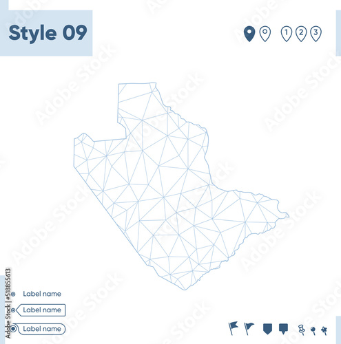 Central District, Botswana - white low poly map, polygonal map. Outline map. Vector illustration. photo