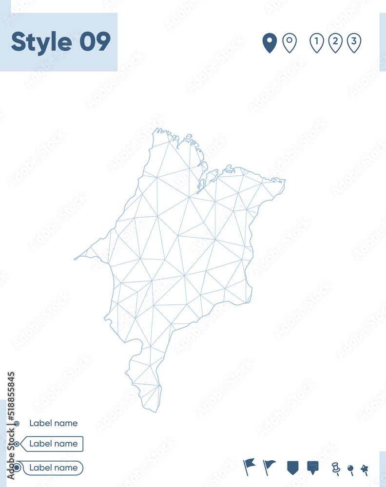 Maranhao, Brazil - white low poly map, polygonal map. Outline map. Vector illustration.