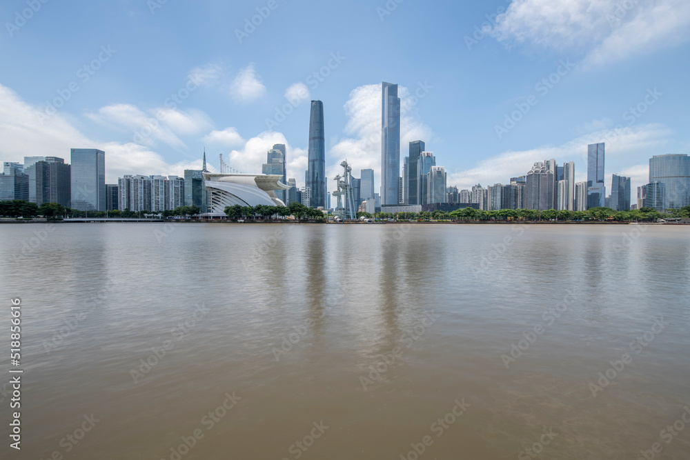 Naklejka premium Urban skyline of Zhujiang New Town Financial District, Guangzhou, China