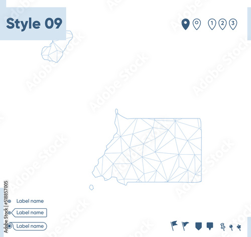 Equatorial Guinea - white low poly map, polygonal map. Outline map. Vector illustration.