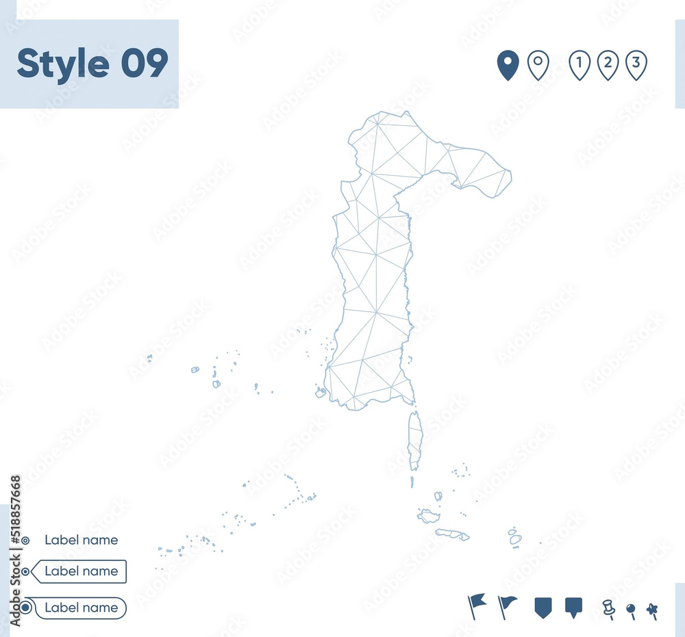 South Sulawesi, Indonesia - white low poly map, polygonal map. Outline map. Vector illustration.