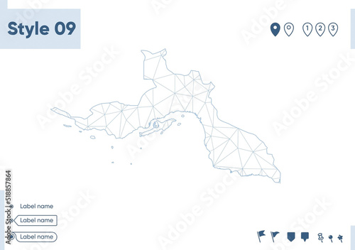 Hormozgan, Iran - white low poly map, polygonal map. Outline map. Vector illustration. photo