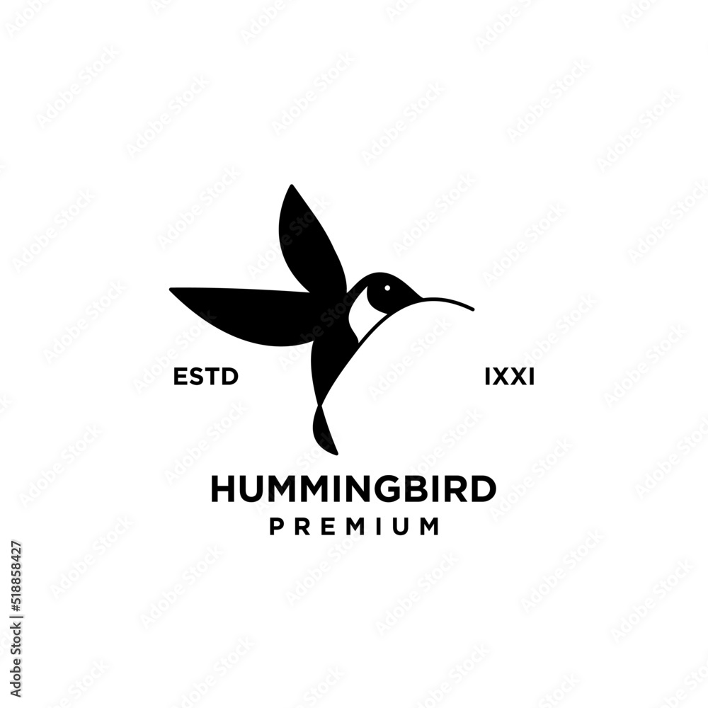 Obraz premium Hummingbird black silhouette logo icon design illustration