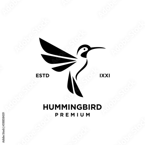 Hummingbird black silhouette logo icon design illustration