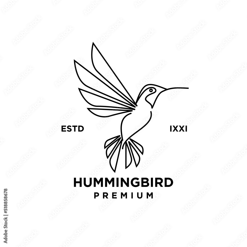 Obraz premium Hummingbird line outline logo icon design illustration