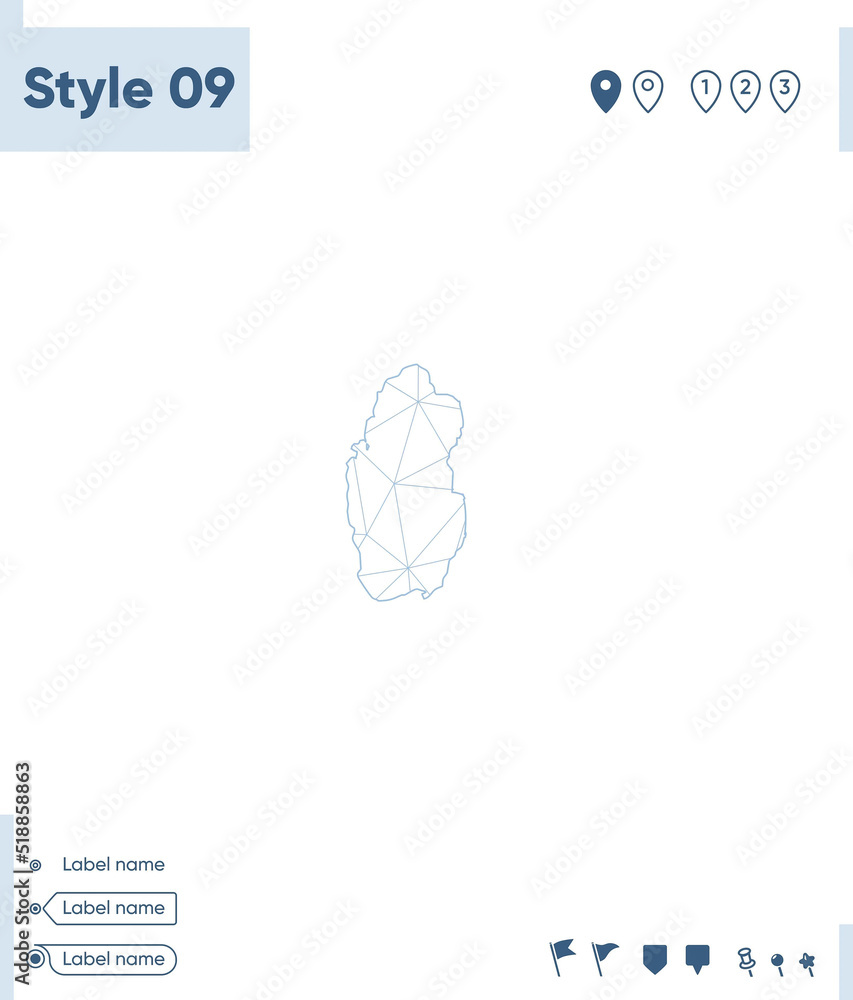 custom made wallpaper toronto digitalQatar - white low poly map, polygonal map. Outline map. Vector illustration.