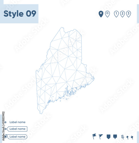 Maine, USA - white low poly map, polygonal map. Outline map. Vector illustration. © Александр Филинков