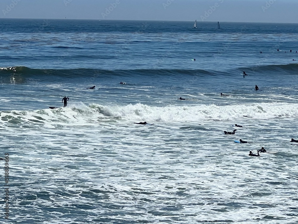 ocean, ocean front, waves, California beaches, California, beach front, surfer, sandy beach, beach, landscape, summer, shore, nature, coast, wave, sea, surf, sand, tide, blue, travel, tropical, water,