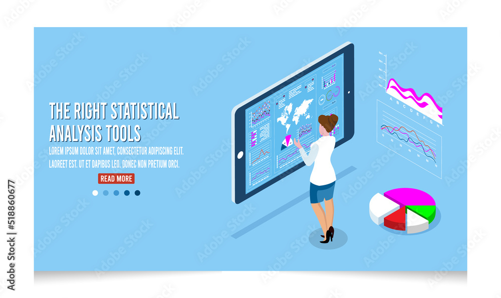 3D isometric statistical analysis tool concept for business analysis, business strategy planning, research, strategy statistic,  statistical or financial analytics, Vector illustration eps10