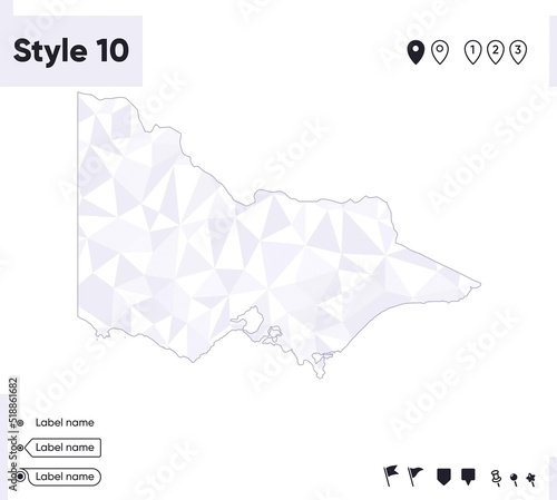 Victoria, Australia - white and gray low poly map, polygonal map. Outline map. Vector illustration.