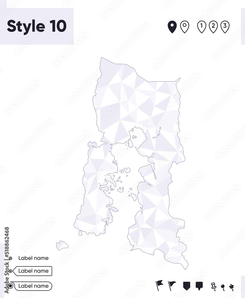 Los Lagos, Chile - white and gray low poly map, polygonal map. Outline map. Vector illustration.