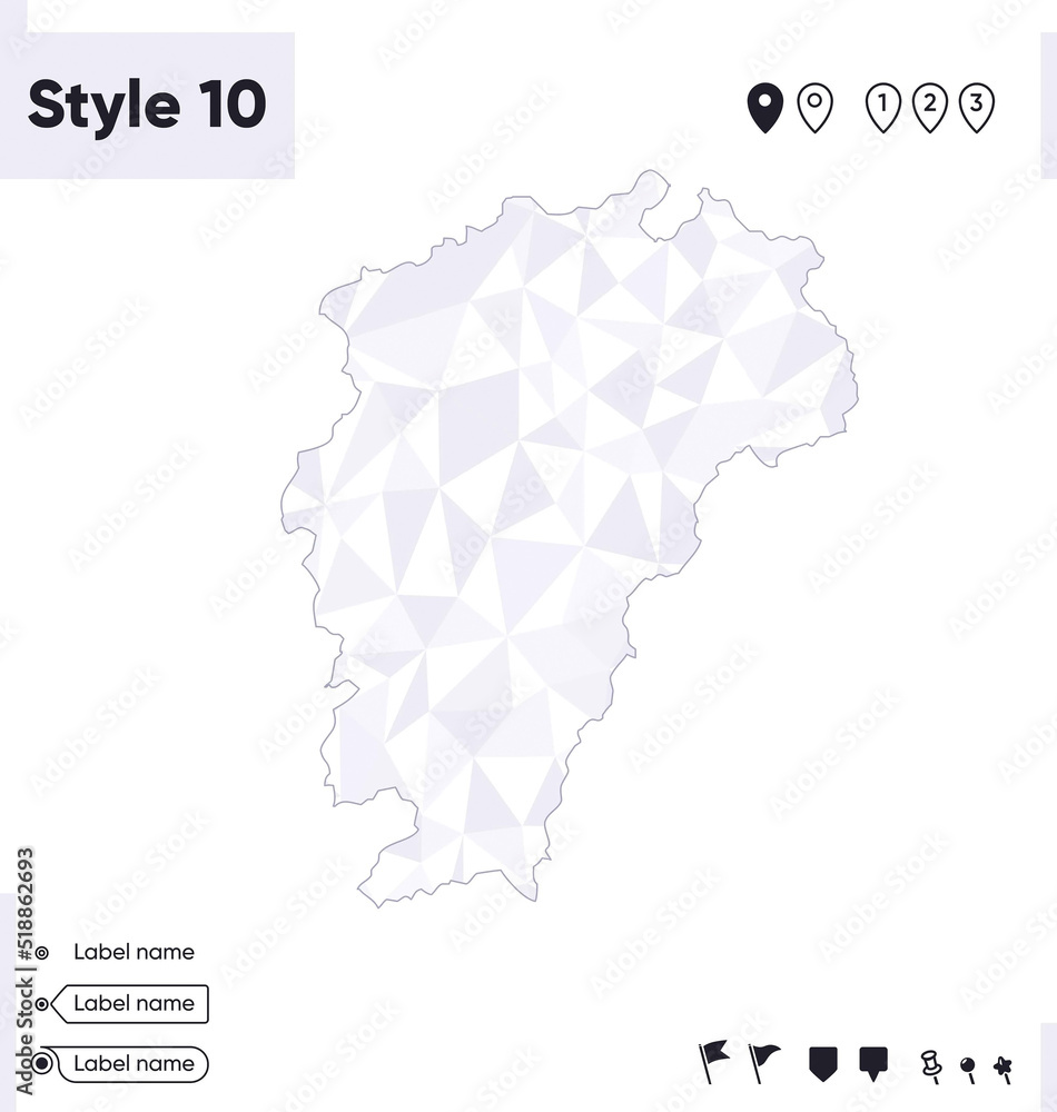 Jiangxi, China - white and gray low poly map, polygonal map. Outline map. Vector illustration.