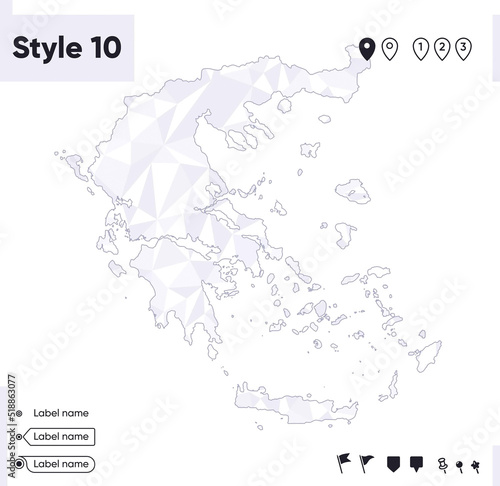 Greece - white and gray low poly map, polygonal map. Outline map. Vector illustration.