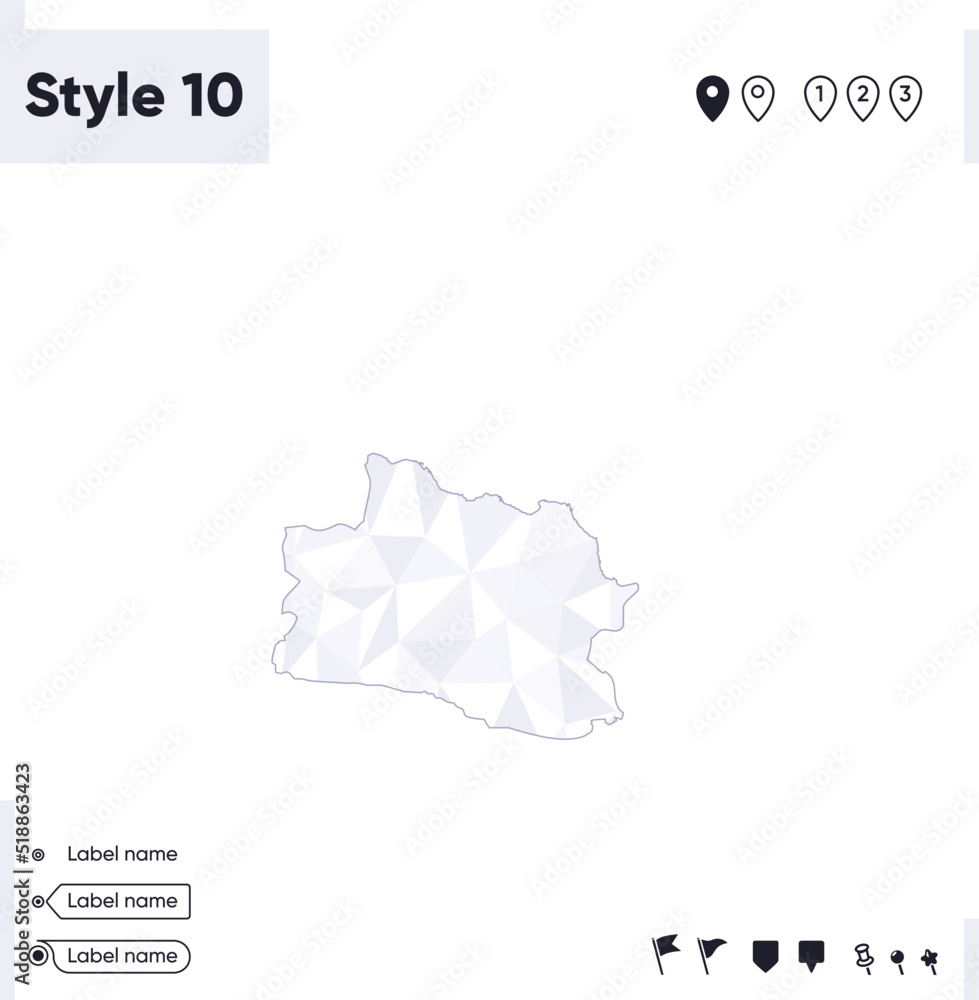 West Java, Indonesia - white and gray low poly map, polygonal map. Outline map. Vector illustration. West Java, Indonesia - white and gray low poly map, polygonal map. Outline map. Vector illustration.