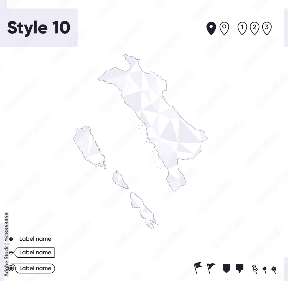 West Sumatra, Indonesia - white and gray low poly map, polygonal map. Outline map. Vector illustration.