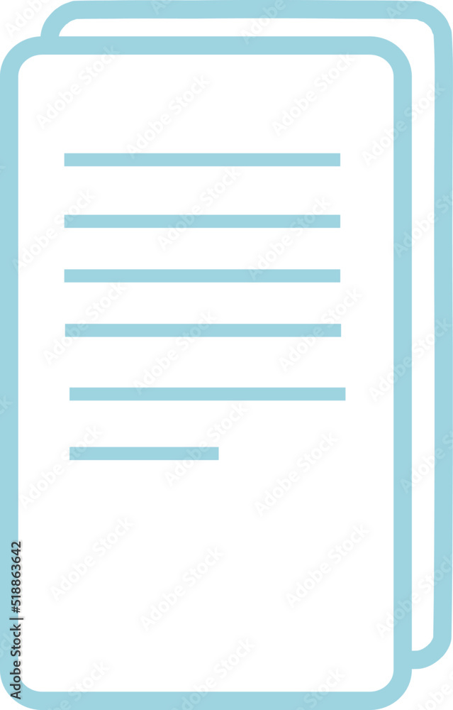 Icon of papers one on top of the other in light blue color Icon of papers one on top of the other in light blue color