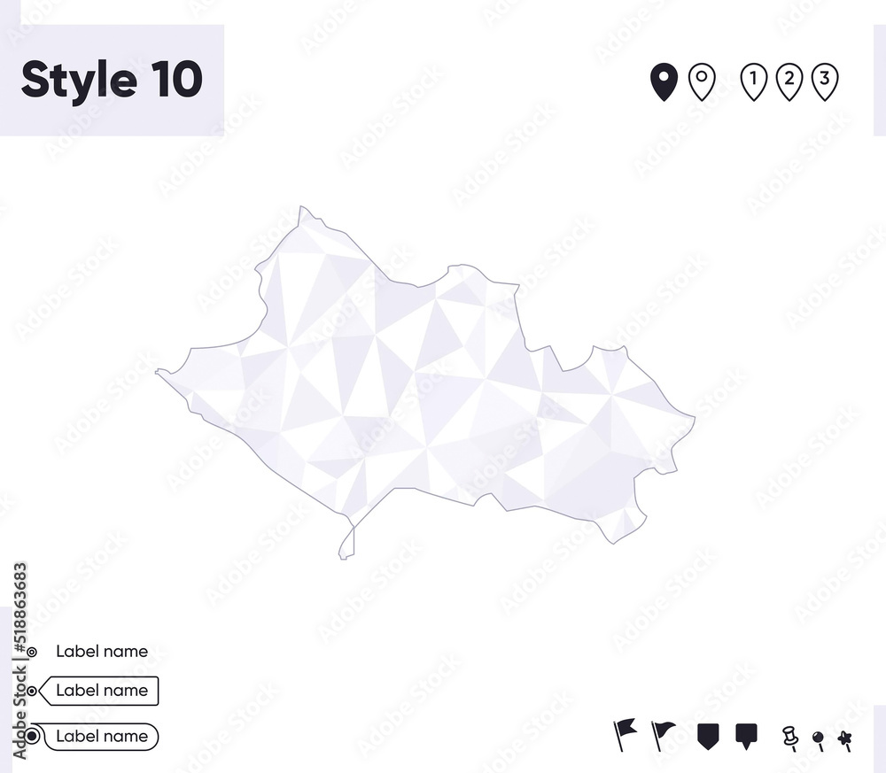 Lorestan, Iran - white and gray low poly map, polygonal map. Outline map. Vector illustration.
