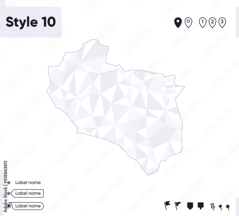 South Khorasan, Iran - white and gray low poly map, polygonal map. Outline map. Vector illustration. South Khorasan, Iran - white and gray low poly map, polygonal map. Outline map. Vector illustration.