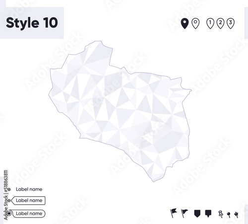 South Khorasan, Iran - white and gray low poly map, polygonal map. Outline map. Vector illustration.